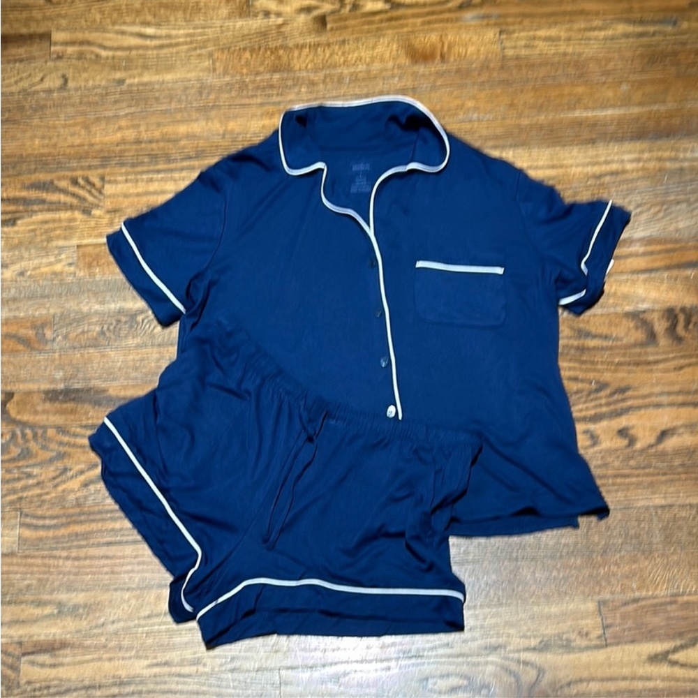 Short Sleeve Navy Pajama Set
